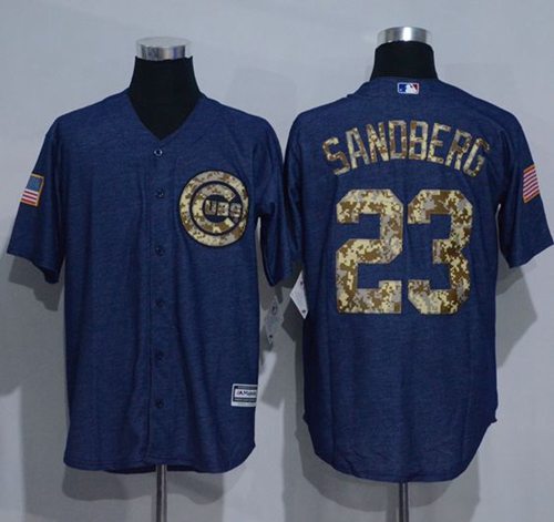Cubs #23 Ryne Sandberg Denim Blue Salute to Service Stitched MLB Jersey